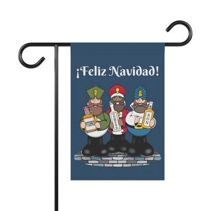 Reyes Pipones | Pitorro, Coquito, Ron | ¡Felíz Navidad! | Blue | Garden Flag