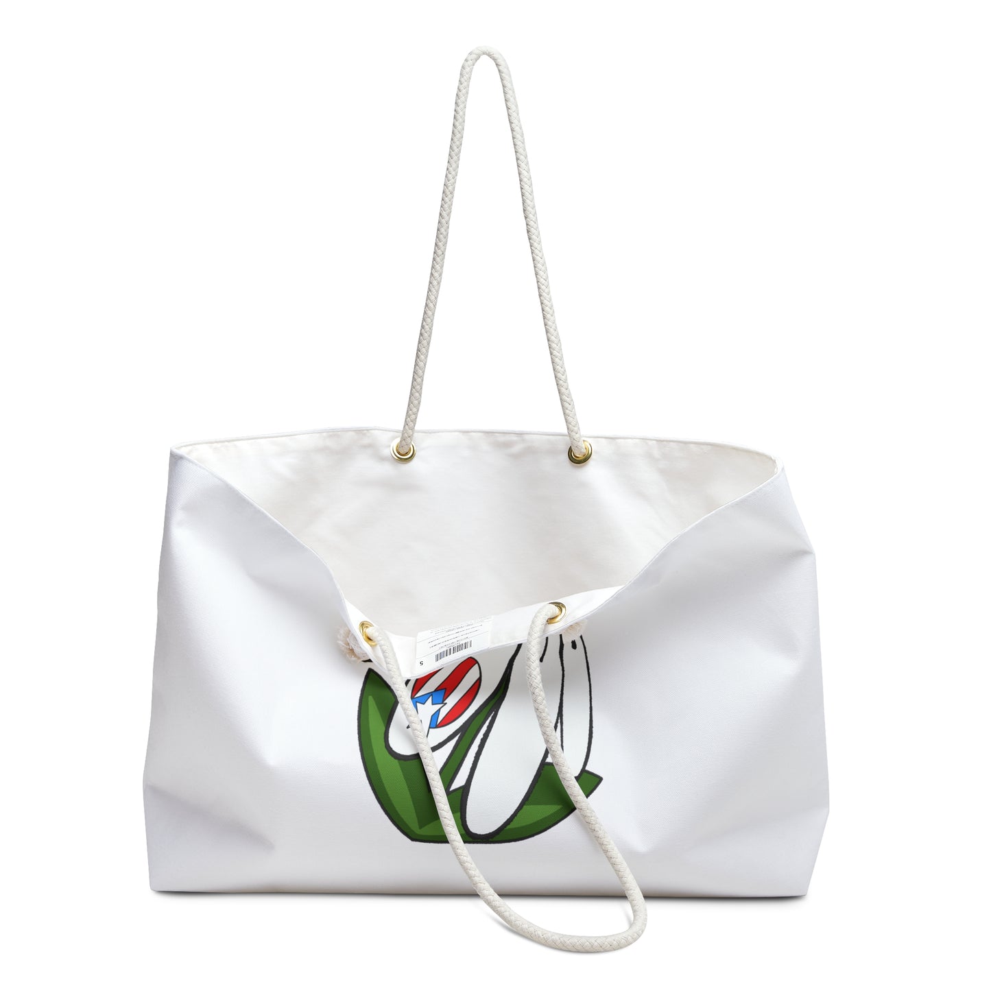 Beach Tote Bag | White Flower & Puerto Rico Flag