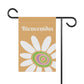 Garden Flag | White Flower & Heart | Bienvenidos |  Yellow or Blue | Garden Flag