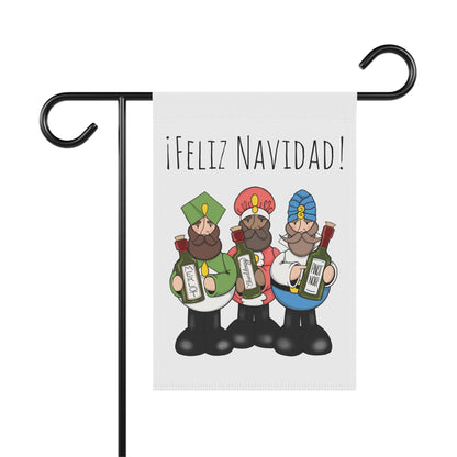 Reyes Pipones | Wine Bottles | ¡Feliz Navidad! | Garden Flag