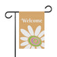 Welcome | White Flower & Heart | Garden Flag