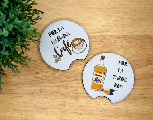 Car Coasters | Por la Mañana Café, Por la Tarde Ron