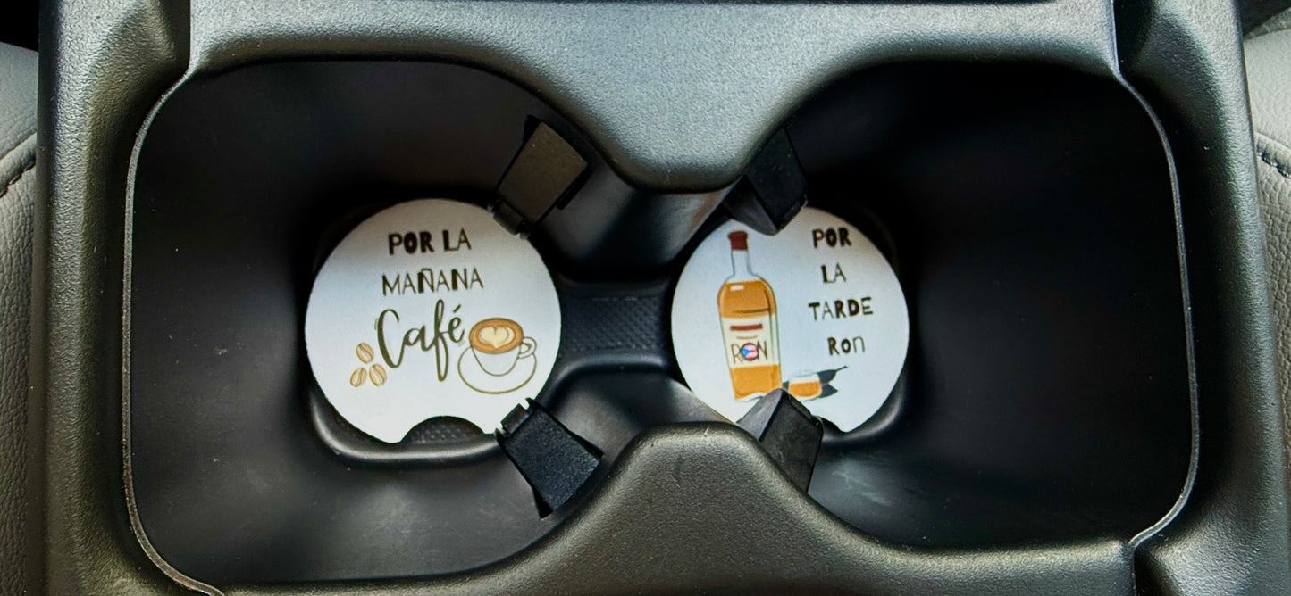 Car Coasters | Por la Mañana Café, Por la Tarde Ron