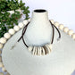 Porcelain Discs Circles Necklace with Leather Cord | Porcelain Necklace