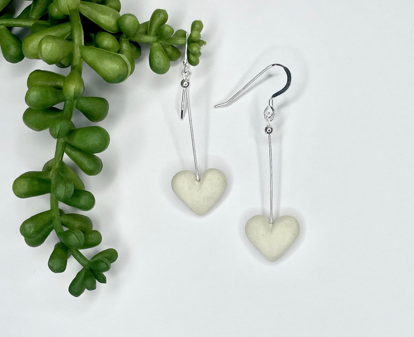 Little heart Dangle Drop Earrings | Porcelain Earrings