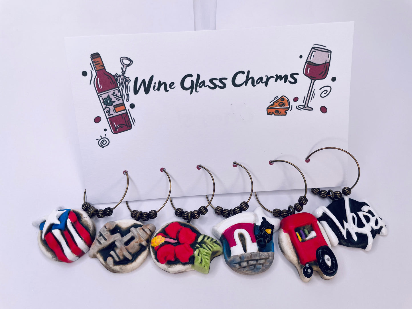 Piragüero | Set of 6 | Wine Glass Charms