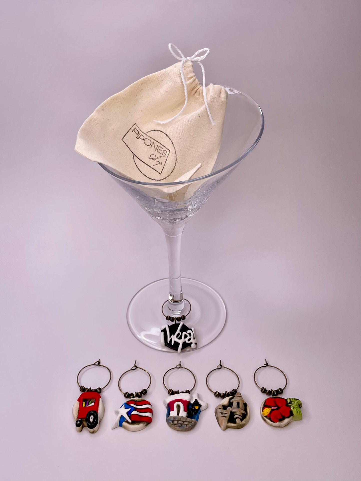 Piragüero | Set of 6 | Wine Glass Charms