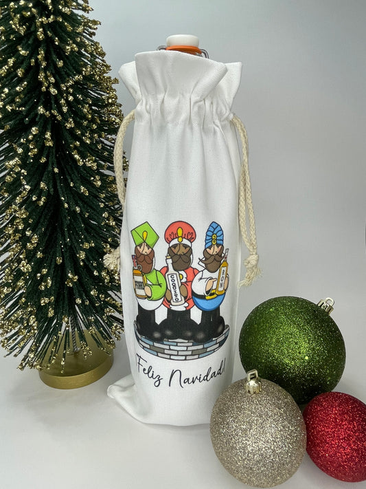 Reyes Magos | Feliz Navidad | Coquito-Pitorro-Ron | Wine Bottle Bags